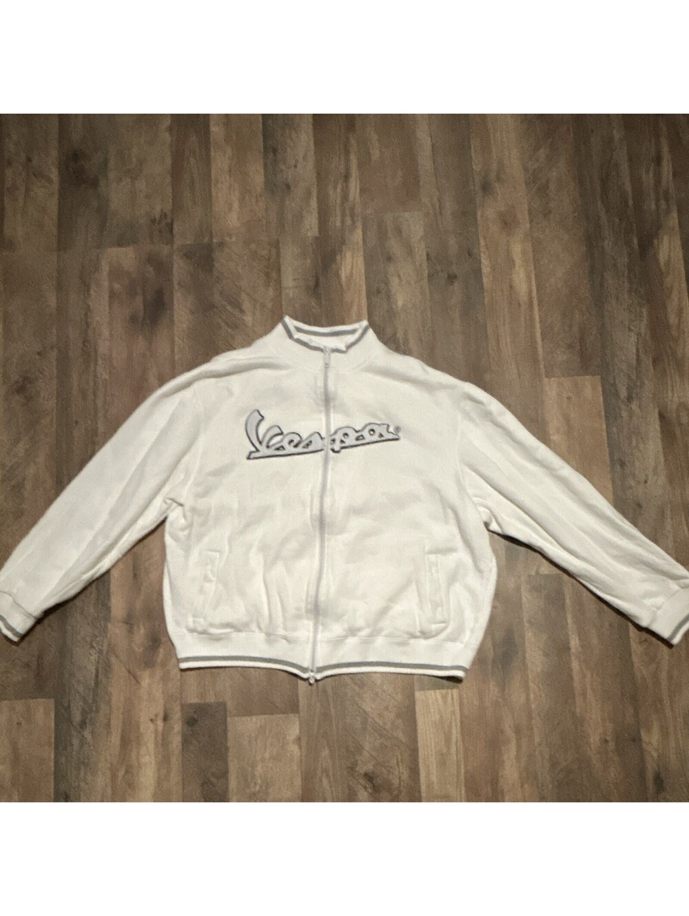 Vespa White Full Zip Cotton Sweatshirt Jacket 2XL Teens Pockets Emb Logo